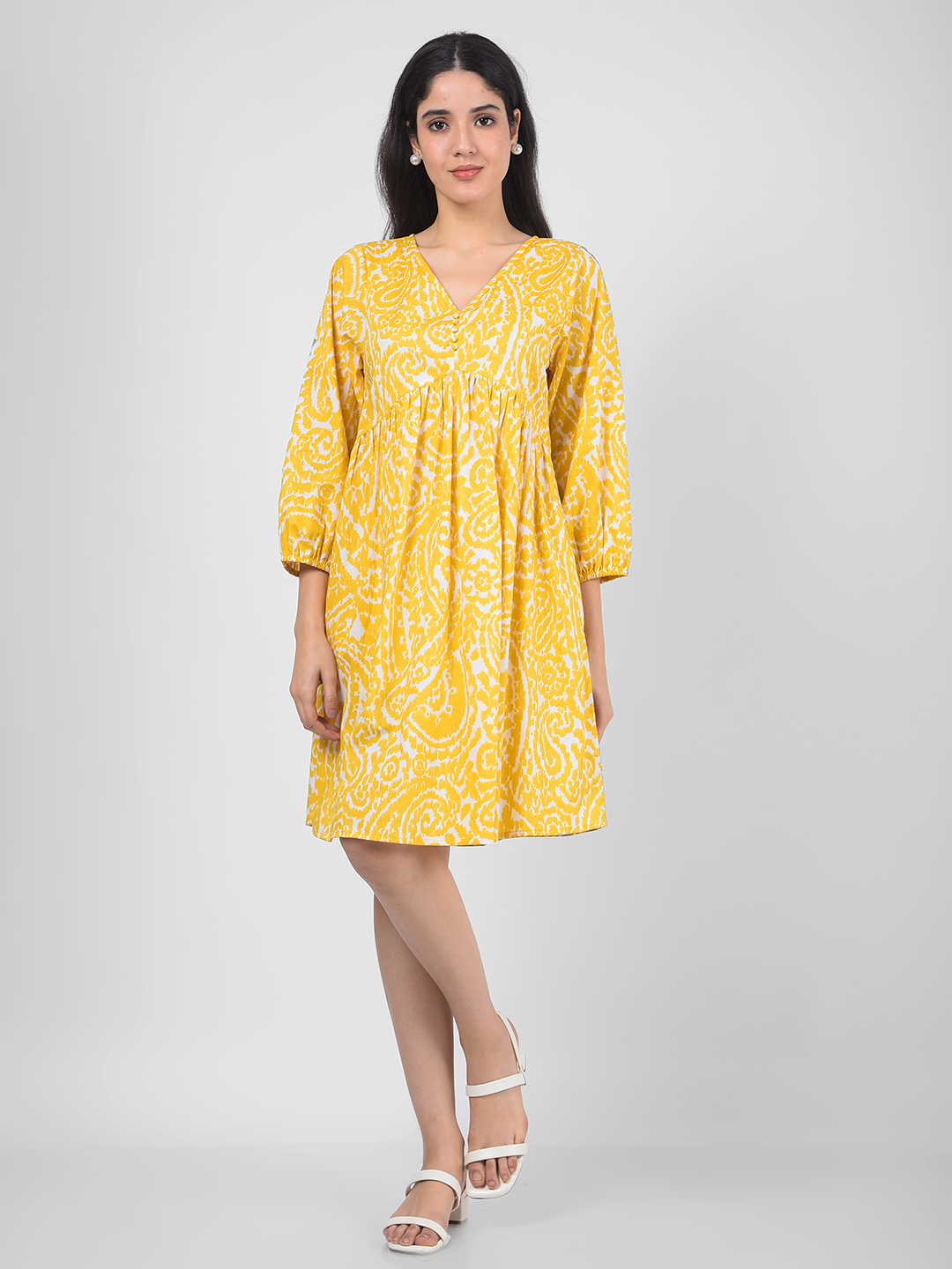 Numero Uno Women Printed Yellow Dress